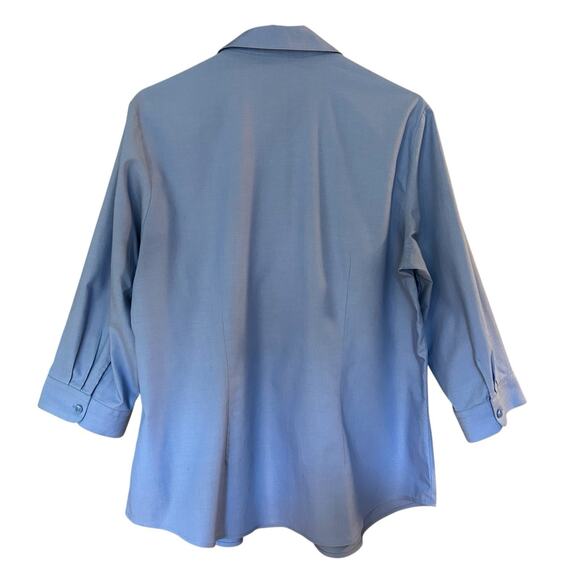 Coldwater Creek Women’s No Iron Blue Cotton Long Sleeve Button Blouse Size XL/16 - Picture 7 of 11